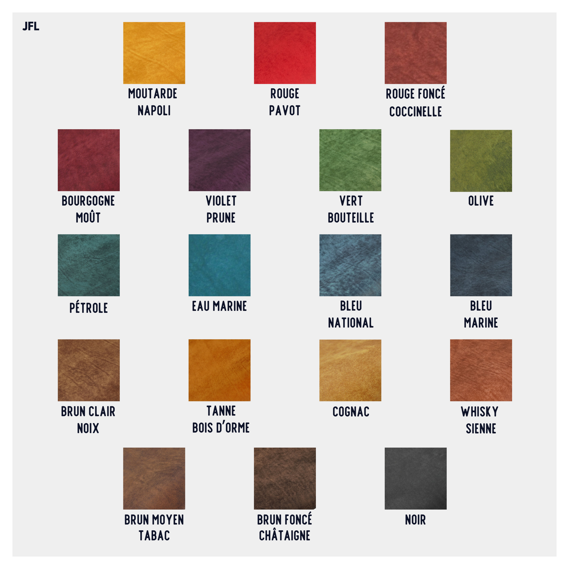JFL nuancier couleurs cuir